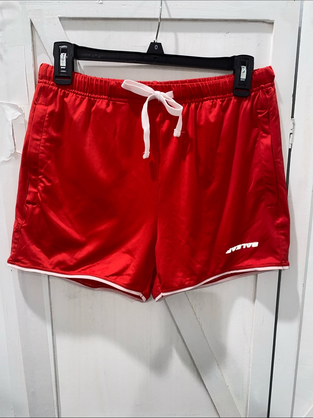 Baleaf Red Women's Athletic Shorts with White Drawstring